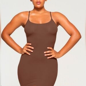 Skims FITS EVERYBODY Slip Dress Jasper Brown Dress XSMALL NWT